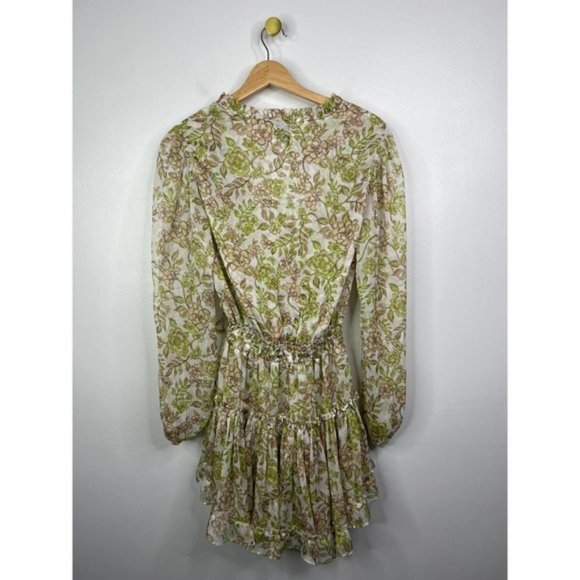 Misa Ruffle Drawstring Neck Elastic Waist Mini Dress Women's Green Size: XS NWOT - Picture 6 of 9